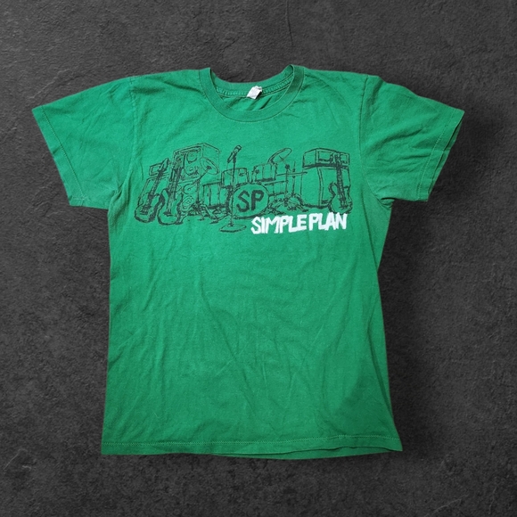 Alstyle Tops - Simple Plan Band Tour Tee. Alstyle Green Graphic Tee Vintage 2012